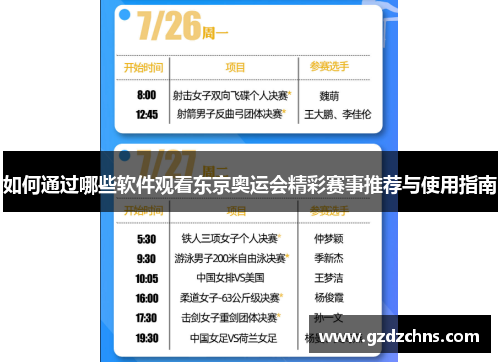 如何通过哪些软件观看东京奥运会精彩赛事推荐与使用指南